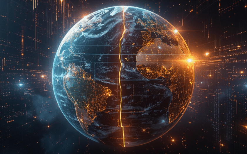 Global Political Outlook 2036 showing a fragmented world map with geopolitical power shifts and emerging new world order
