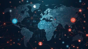 Global Risks Report 2026 visual representation showing global economic, geopolitical, climate and technology risks