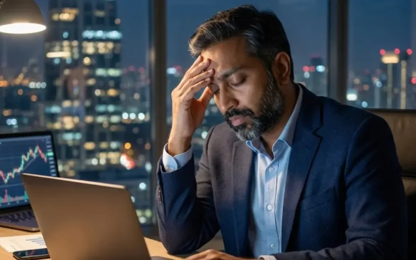 Psychology of investing showing emotional investor reacting to market ups and downs