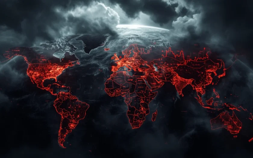 Global Economic Downturn Risk in 2026 illustrated through collapsing global stock markets and economic instability