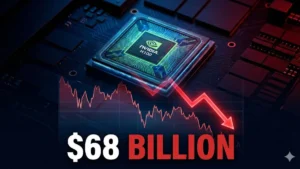 Nvidia Q4 2026 earnings report showing record $68 billion revenue while NVDA stock price crashes 5% after hours