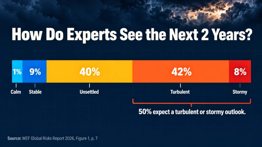 Bar chart of the two-year outlook from experts in the WEF Global Risks Report 2026